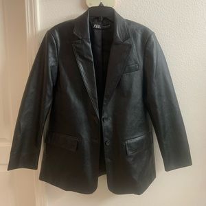 Zara Oversized Leather Blazer